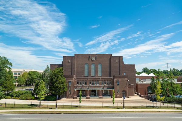 An exterior view of Jake Nevin Field House.