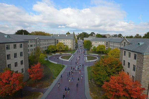 Aerial image of Villanova University campus featuring Sheehan and Sullivan halls.