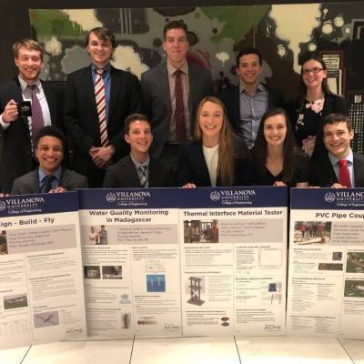 ASME grant winners 2018-2019 at the ASME Philadelphia chapter annual banquet (April 2019). First row (left to right): Eric Robinson, Thad Cullina, Lizzie Hagerty, Katie Reteneller, Andrew Lee Second row: John Lockhart, Tyler Meluch, Drew Dallman, Peter Herlihey, Adrienne Jacob.